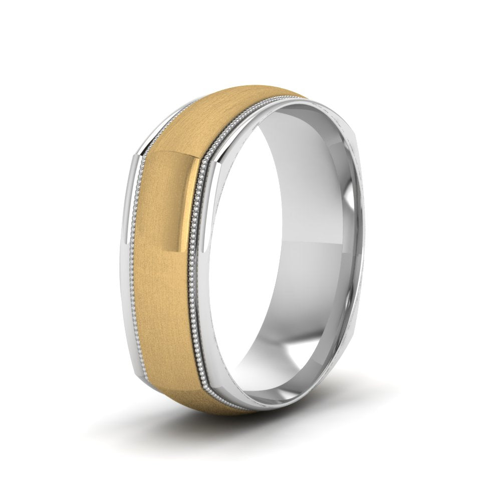 Two Tone Milgrain Square Mens Band Ring