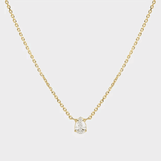 Star Glimmer Dainty Cable Chain Necklace with AAAAA Pear Cut Cubic Zirconia Pendant