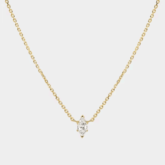 Moonbeam Dainty Cable Chain Necklace with Marquise-Cut Cubic Zirconia Pendant