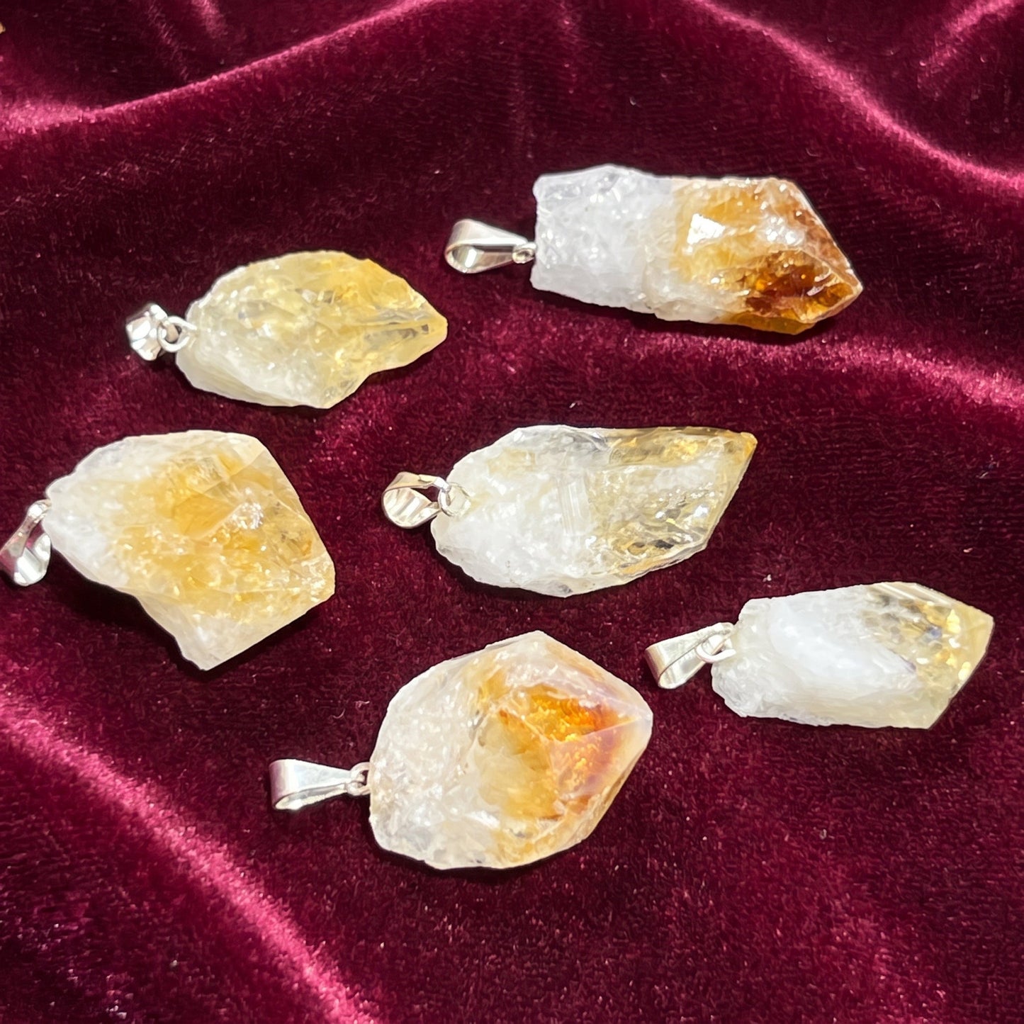 Citrine Crystal Point Pendant (Silver Bail)