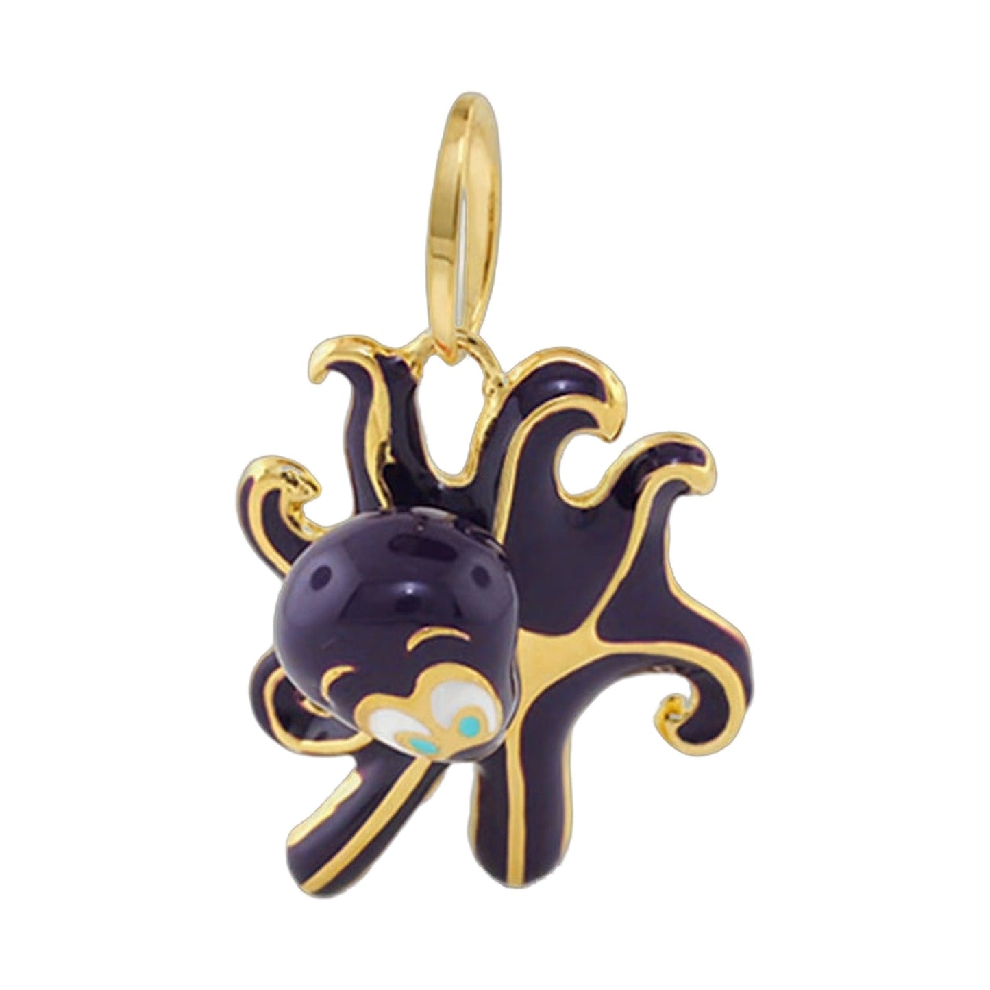 18K Gold Purple Octopus Pendant