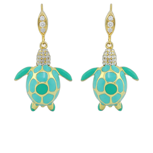18K Gold Sea Turtle Earrings