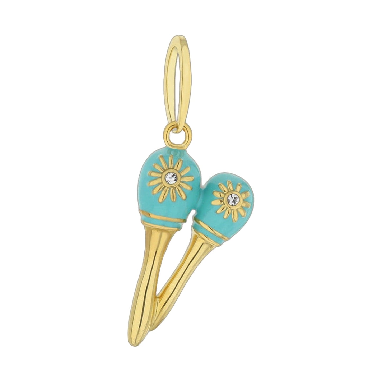 18K Gold Turquoise Maracas Pendant