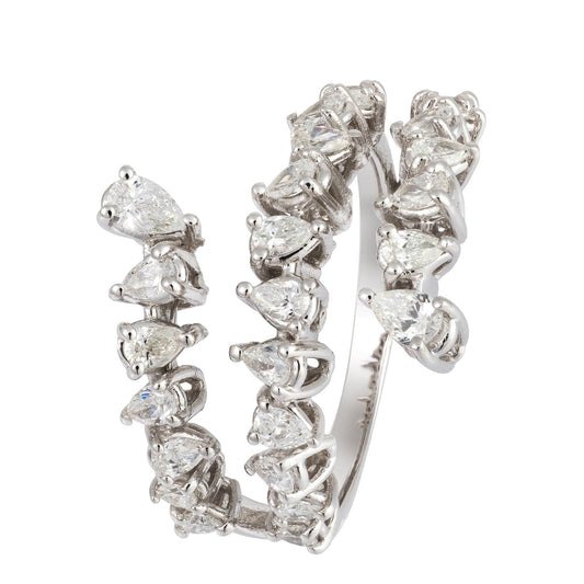 4 Row Pear Shape Spiral Ring