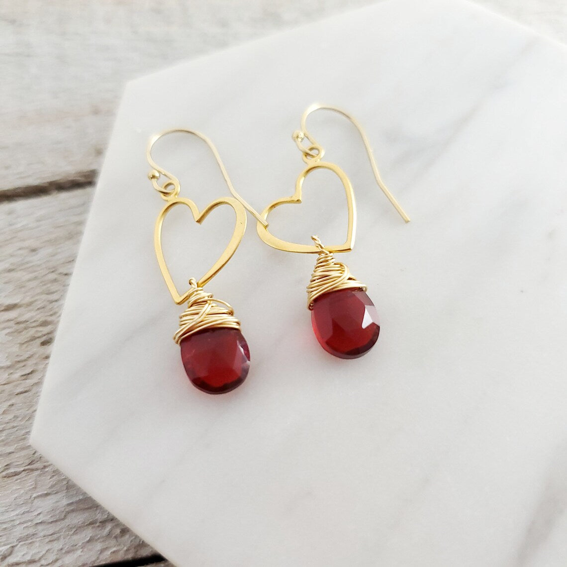 Garnet Sweetheart Earrings
