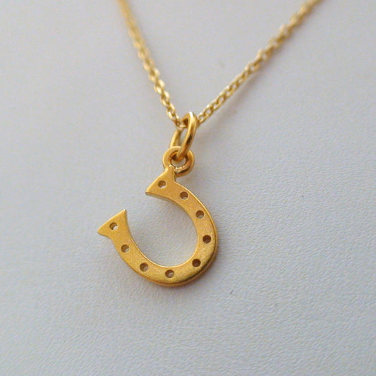 Tiny Gold Horseshoe Necklace – 14k Gold Filled Good Luck Charm on 16" Chain