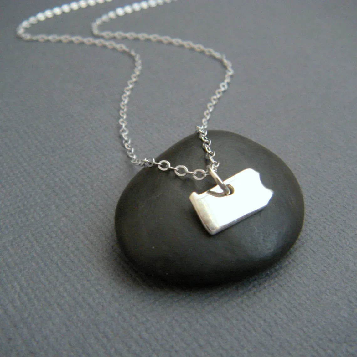 Tiny Pennsylvania State Necklace – Sterling Silver PA Charm on 16" Chain