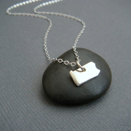 Tiny Pennsylvania State Necklace – Sterling Silver PA Charm on 16" Chain