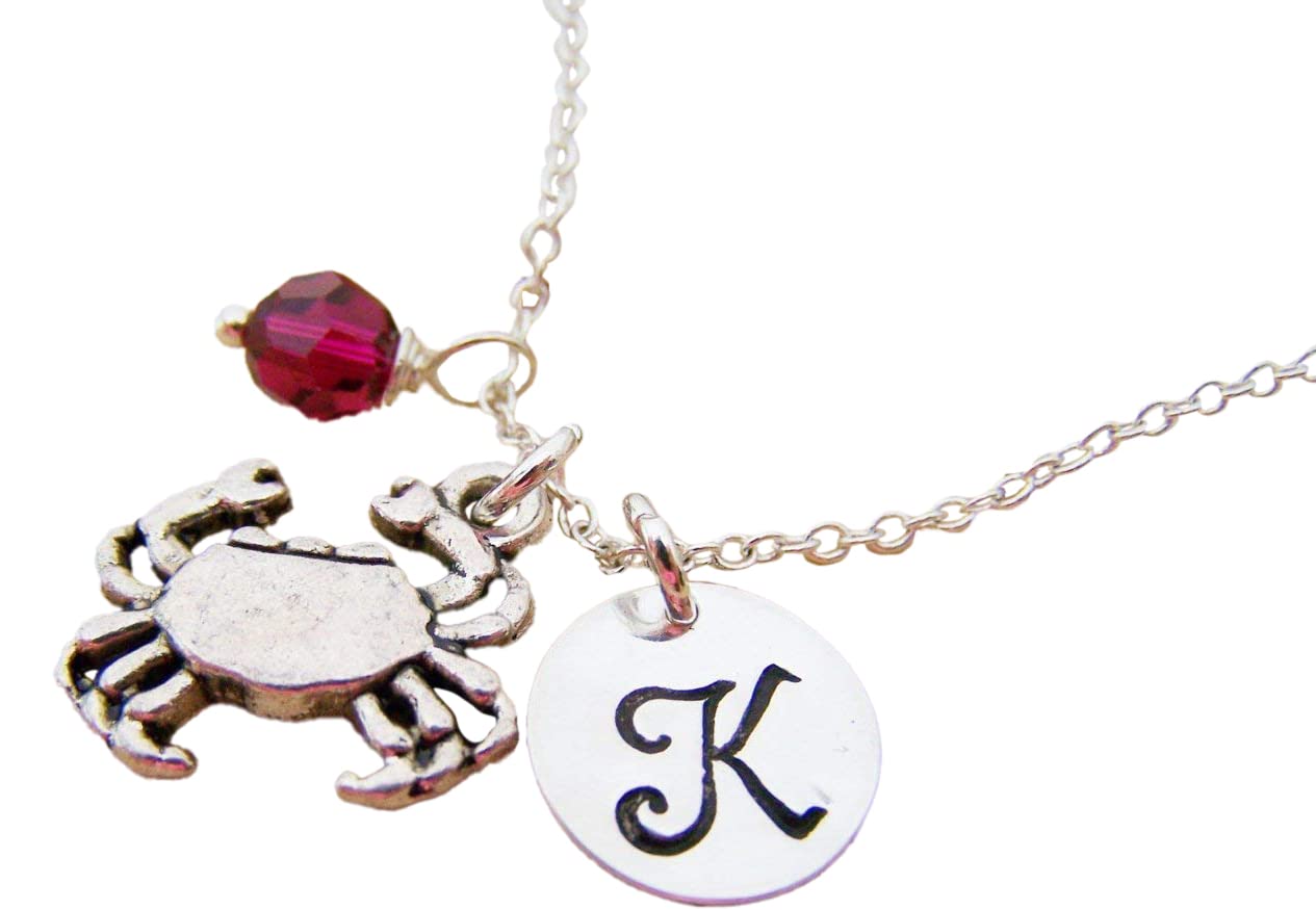 Crab Charm Necklace – Personalized Sterling Silver Jewelry
