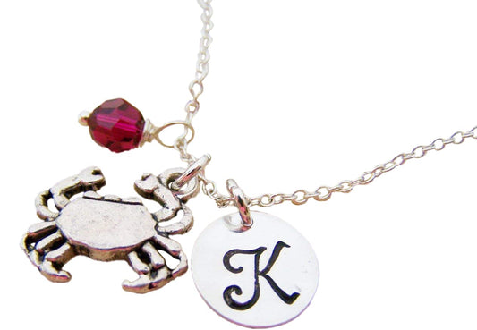 Crab Charm Necklace – Personalized Sterling Silver Jewelry