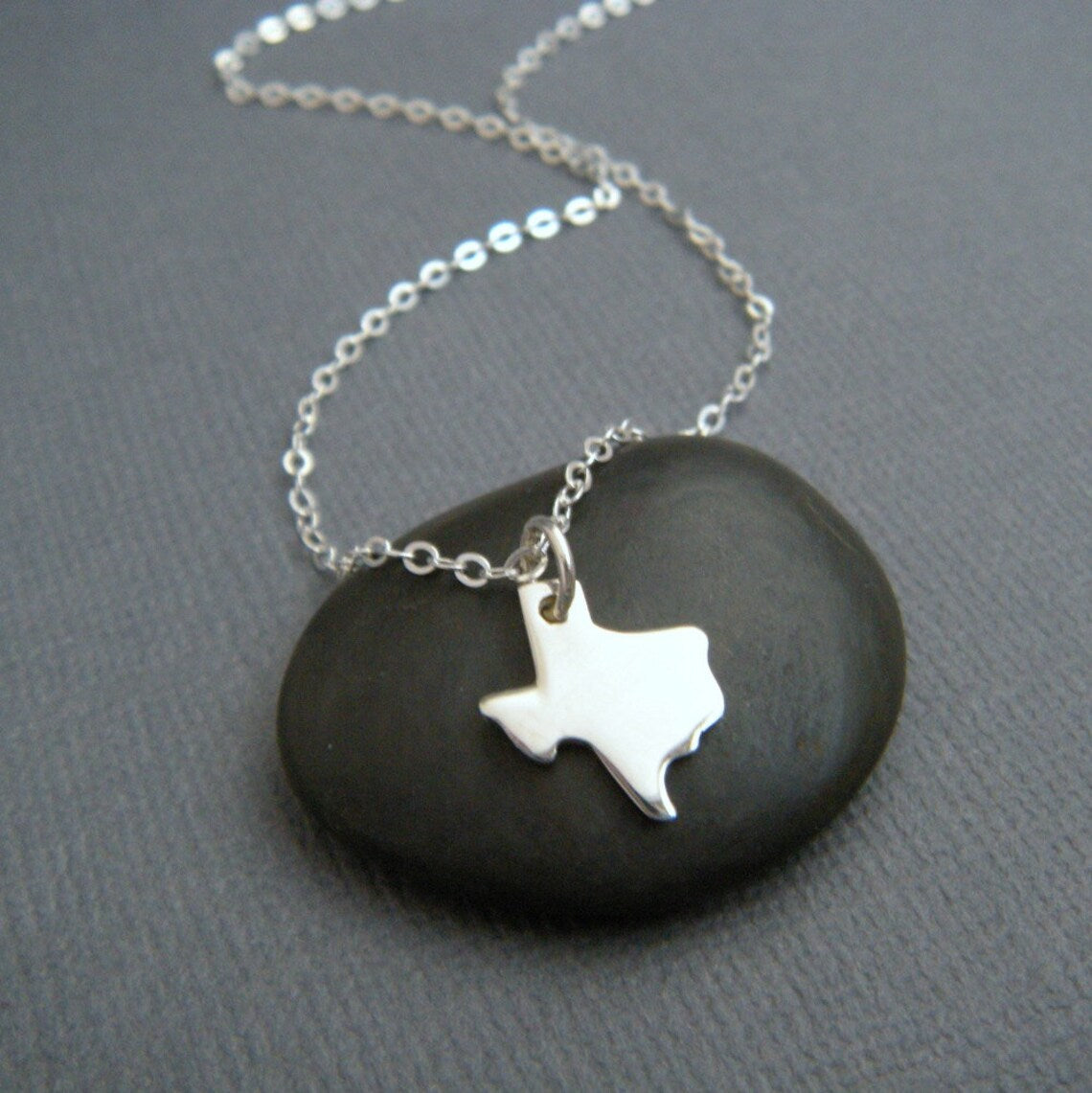 Tiny Texas State Necklace – Solid Sterling Silver TX Charm on 16" Chain