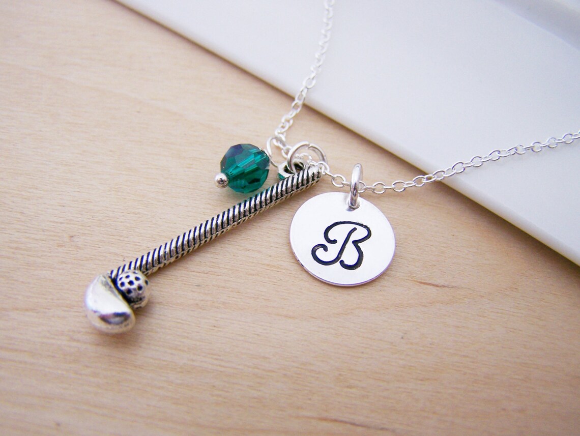 Golf Club Necklace – Sterling Silver with Birthstone & Initial Charm