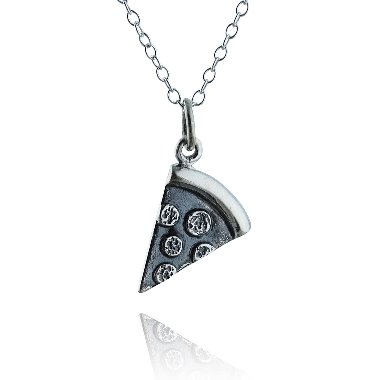 Tiny Pepperoni Pizza Necklace – 925 Sterling Silver Charm on 16" Chain