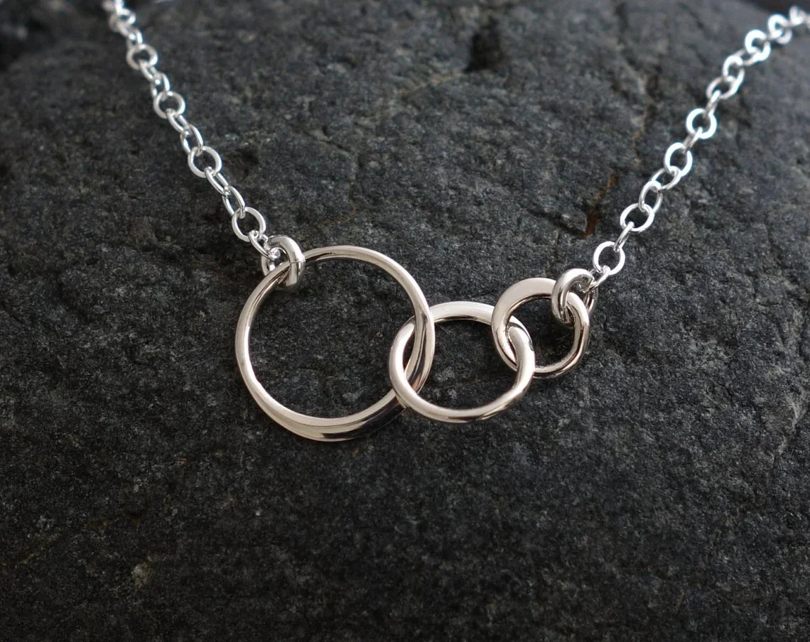 Sterling Silver Three Circle Necklace – 18" Chain