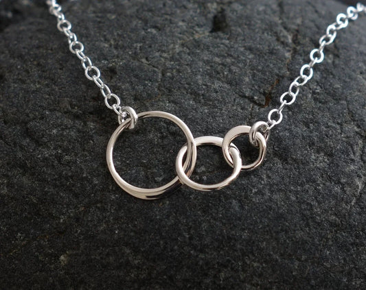 Sterling Silver Three Circle Necklace – 18" Chain