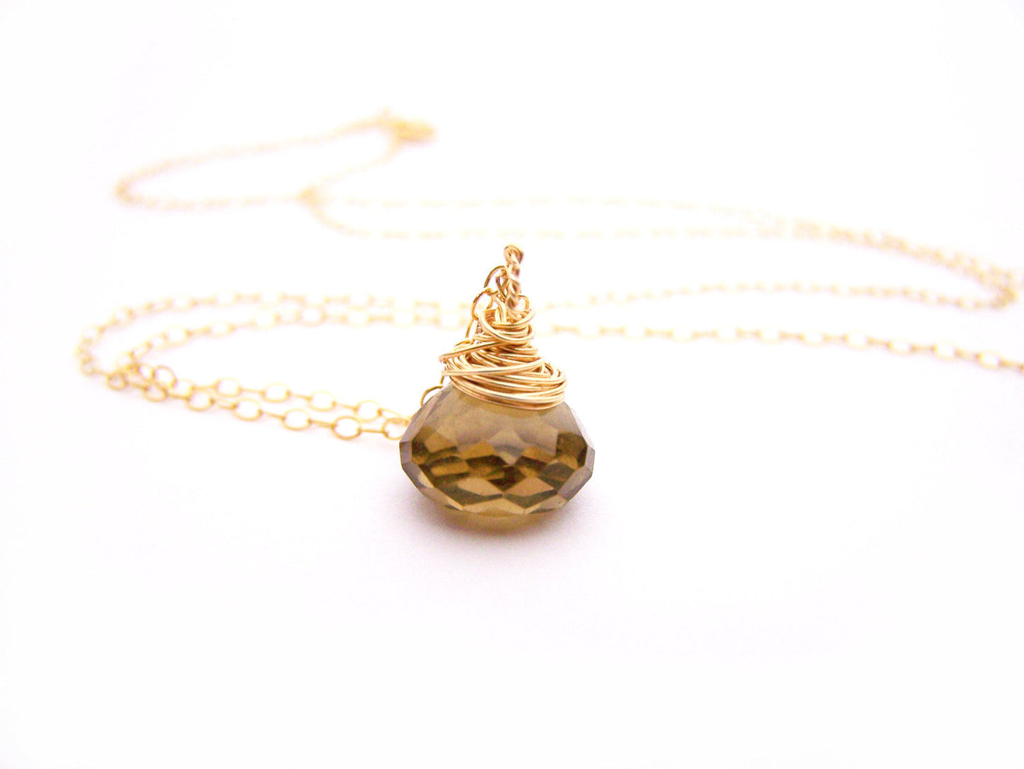 Smoky Topaz & 14k Gold Filled Necklace - As Worn by Stephanie Drapeau