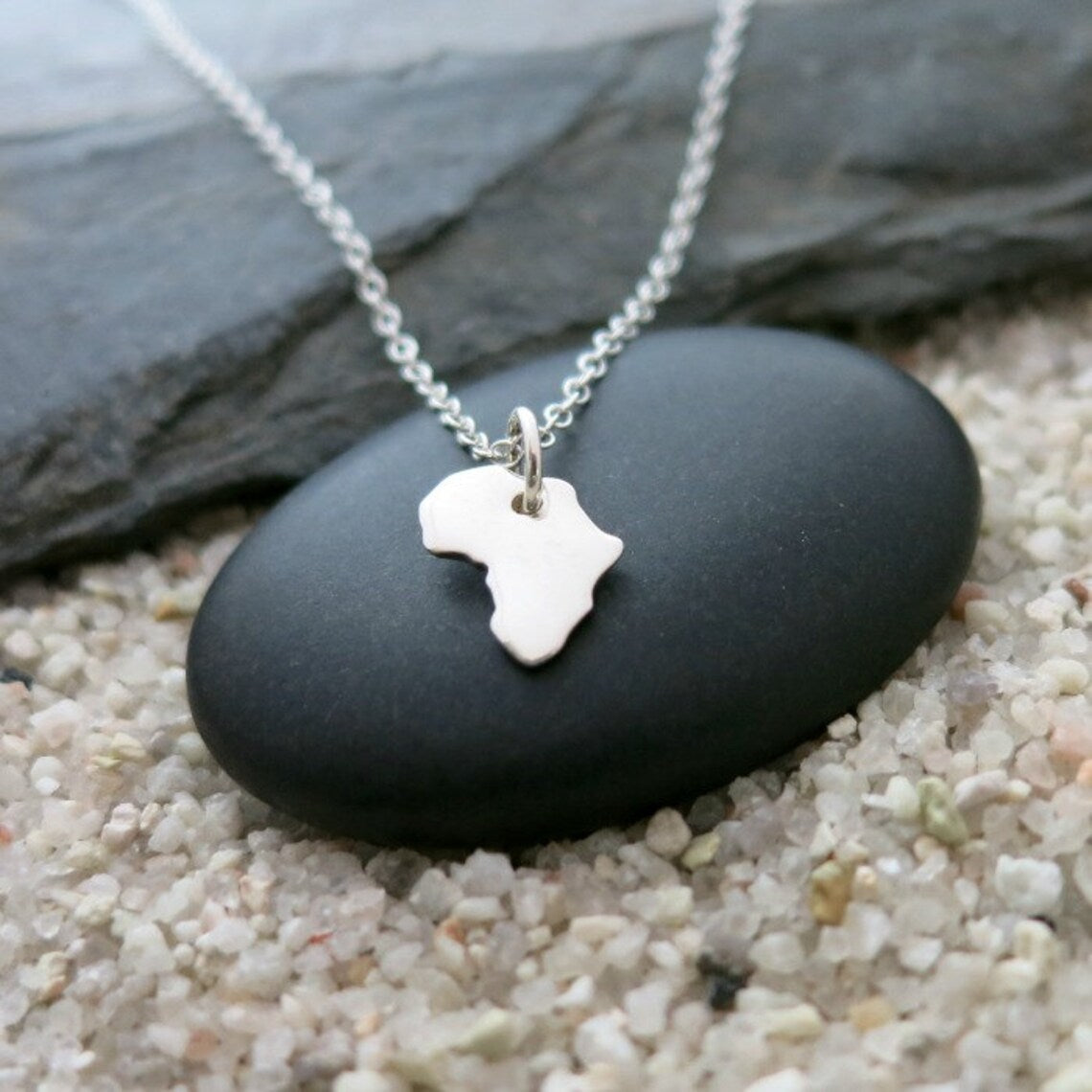 Tiny Africa Necklace – Sterling Silver Continent Charm on 16" Chain