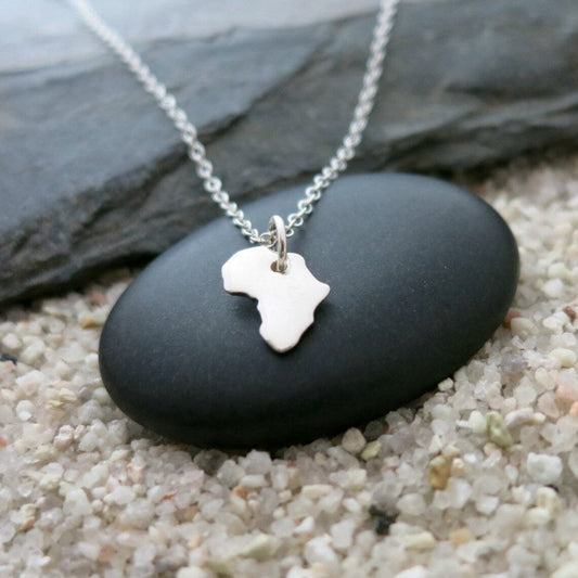 Tiny Africa Necklace – Sterling Silver Continent Charm on 16" Chain