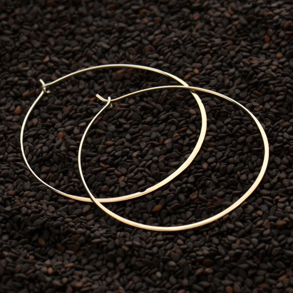 Sterling Silver Hammered Circle Hoop Earrings – Extra Large 50mm Statement Hoops