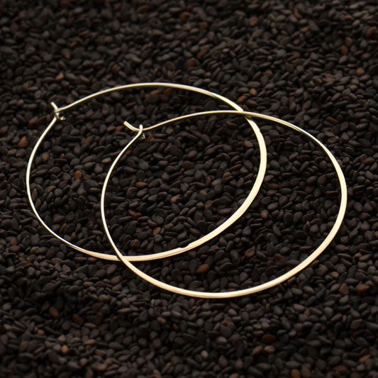 Sterling Silver Hammered Circle Hoop Earrings – Extra Large 50mm Statement Hoops