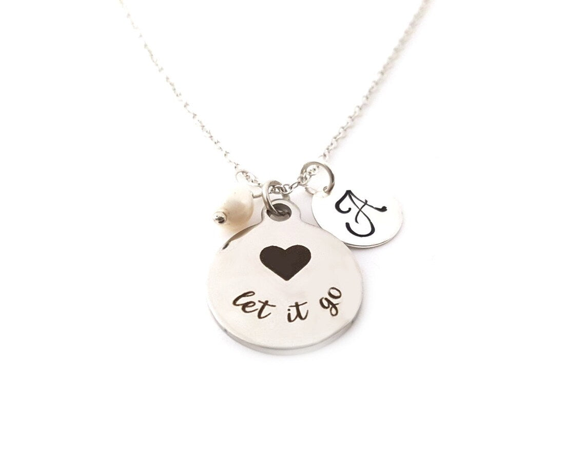 Let It Go Necklace – Sterling Silver with Birthstone & Initial Charm