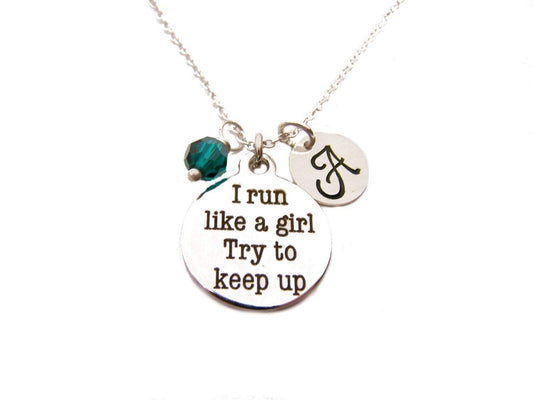 I Run Like a Girl Charm Necklace – Personalized Sterling Silver Jewelry