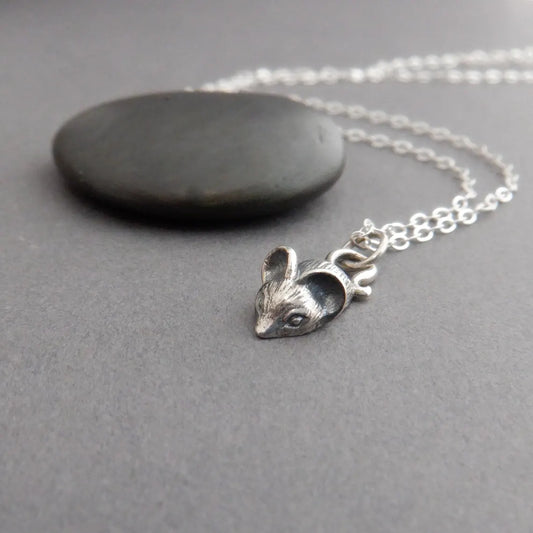 Tiny Mouse Necklace – Sterling Silver Petite Animal Charm on 16" Chain
