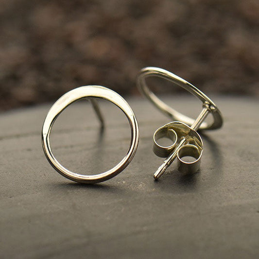 Sterling Silver Open Circle Post Earrings – 10mm Minimalist Studs