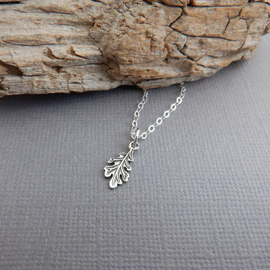 Mini Oak Leaf Necklace – Sterling Silver Nature Charm on 18" Chain