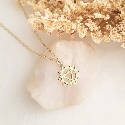 Solar Plexus Necklace – Gold Filled Chakra Symbol Charm on 16" Chain