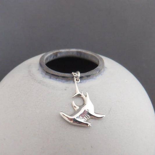 Hammerhead Shark Necklace – Sterling Silver Ocean Charm on 18" Chain