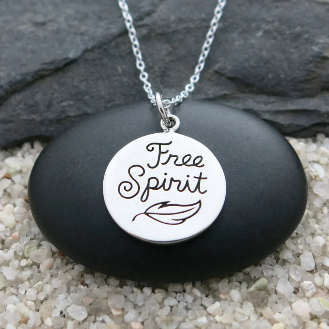 Free Spirit Necklace – Sterling Silver Quote Charm Necklace, Inspirational Gift