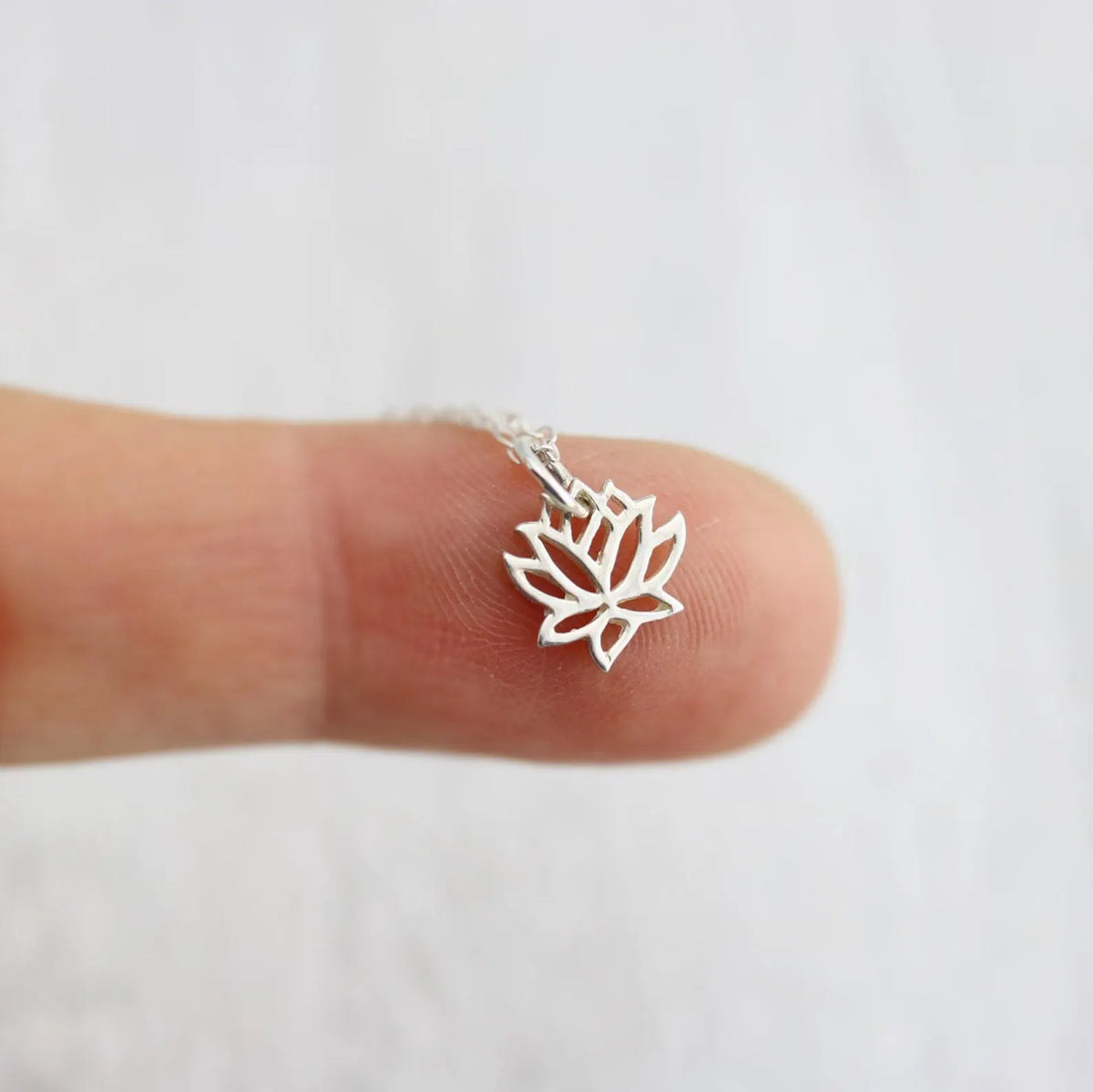Sterling Silver Tiny Lotus Necklace