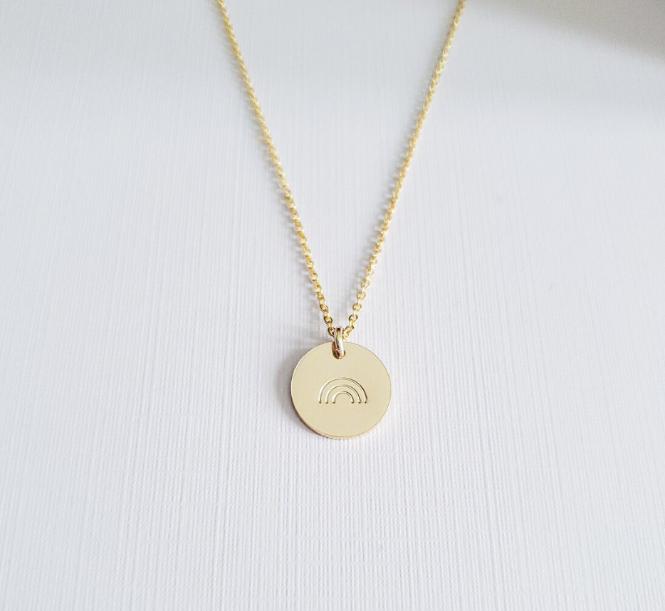 Rainbow Disc Necklace – Hand Stamped Pride Jewelry in Gold Filled or Sterling Silver