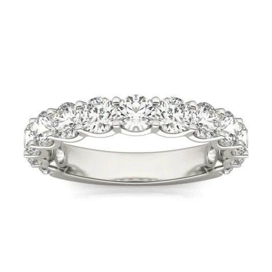 2 1/15 CTW Lab Grown Round Cut Diamond Half Eternity Ring in 14K White Gold - G-VS