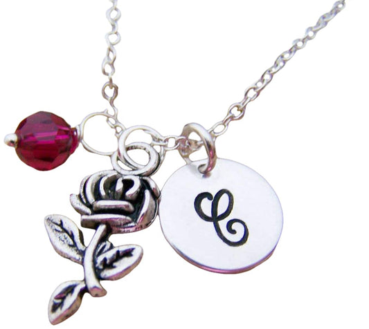 Rose Charm Necklace – Personalized Sterling Silver