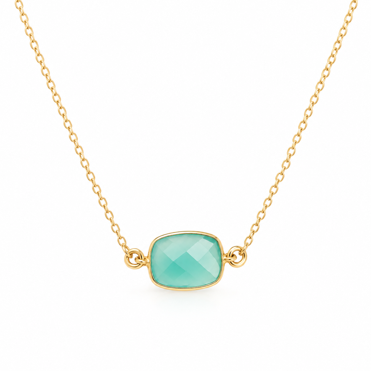 Chalcedony Gemstone Gold Necklace