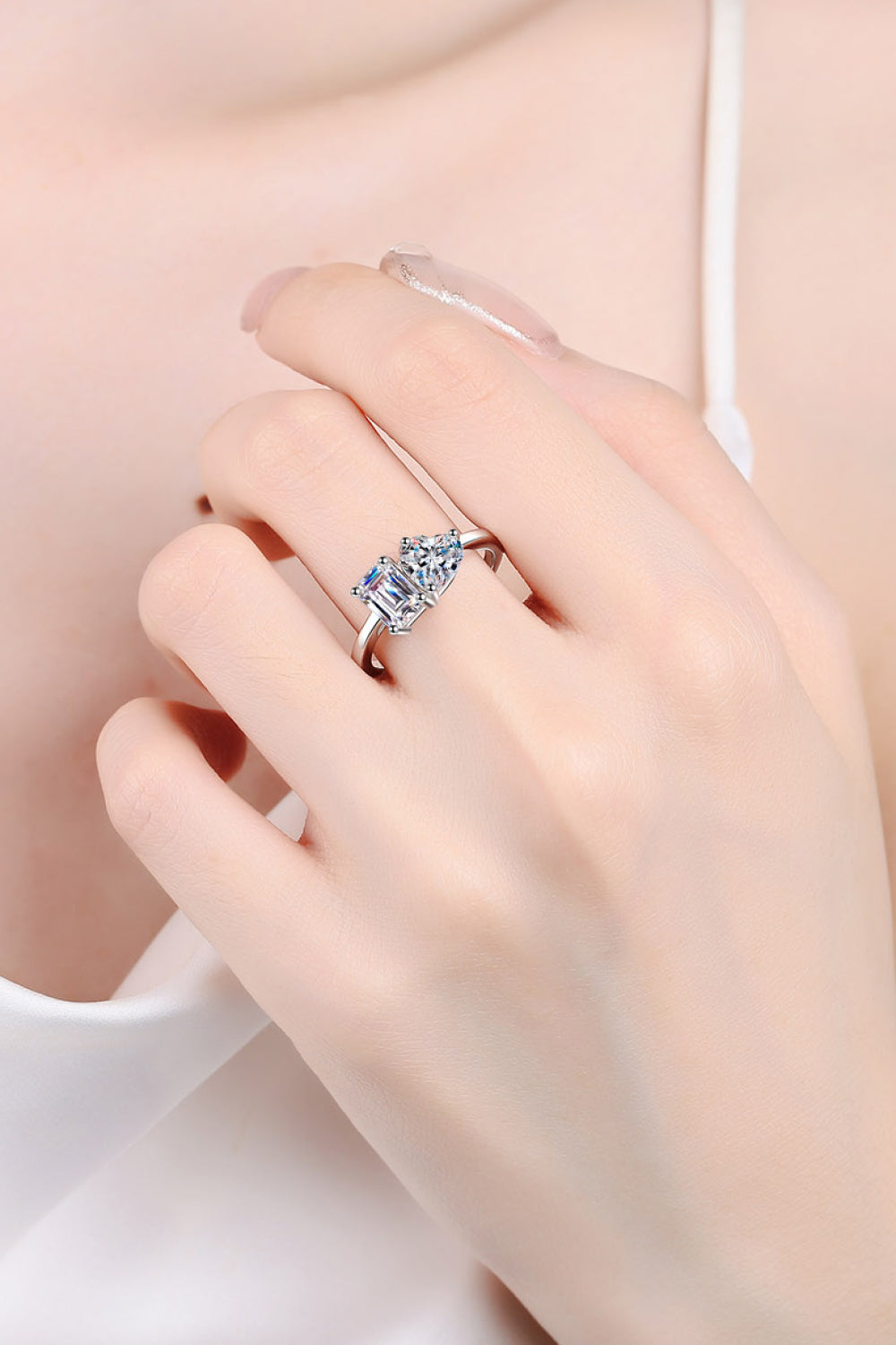 Rhodium-Plated 2 Carat Emerald-Cut Sparkala™ Ring
