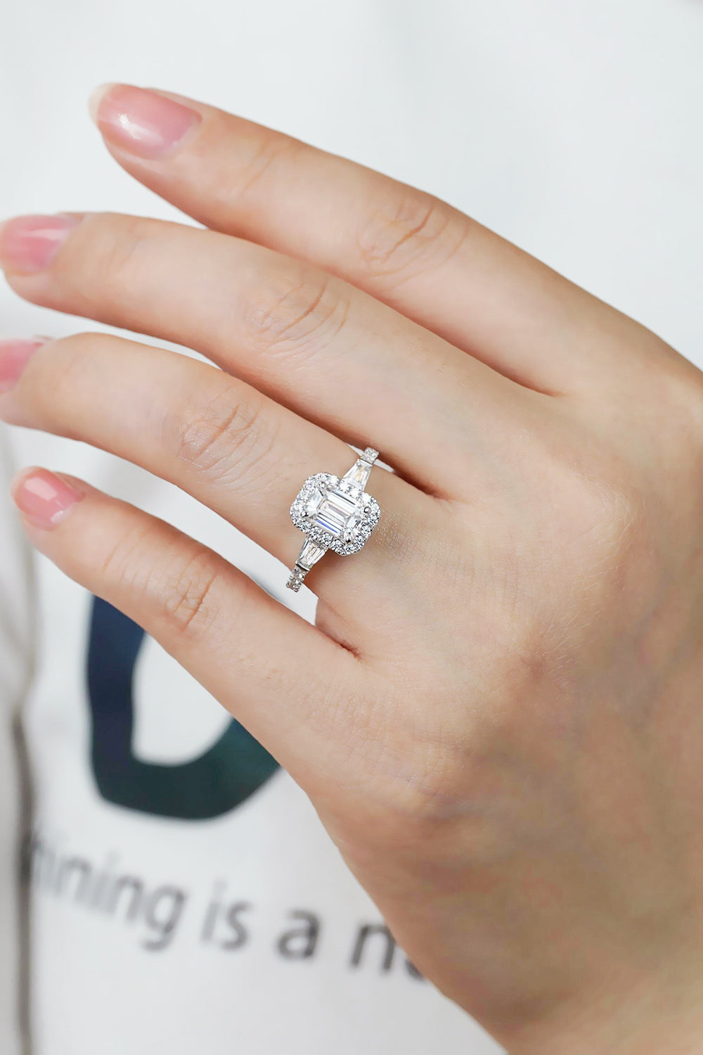 1 Carat Emerald-Cut Sparkala™ Geometric Platinum Over Pure Sterling Silver Ring