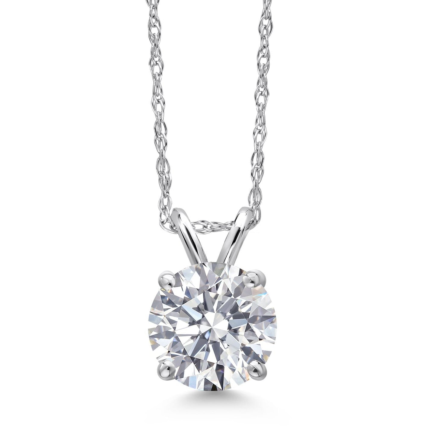 1.00 CTW Round Lab Grown Diamond Pendant Necklace in 14K Gold | AGI Certified | E-F Color, VS1-VS2 Clarity | 18 Inch Chain