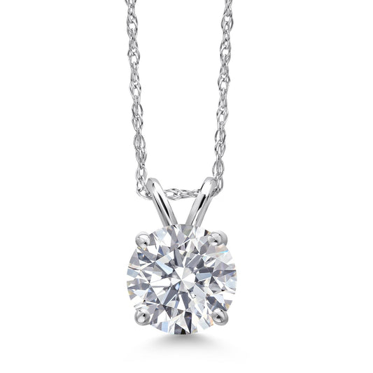 1.00 CTW Round Lab Grown Diamond Pendant Necklace in 14K Gold | AGI Certified | E-F Color, VS1-VS2 Clarity | 18 Inch Chain