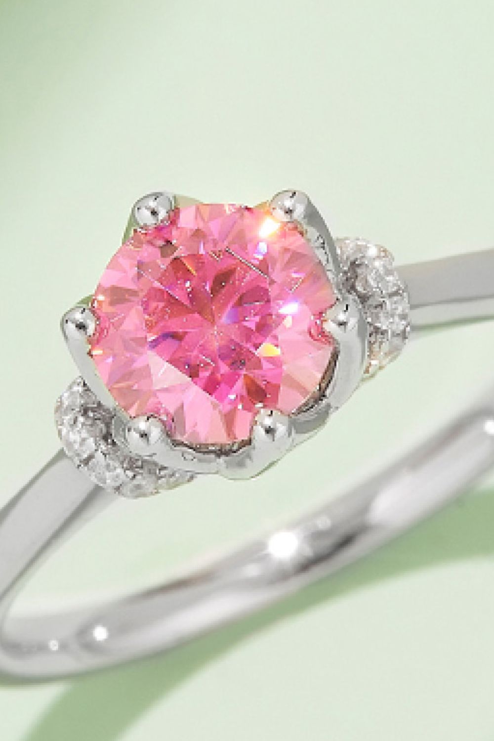 1 Carat Round Brilliant Round Cut Sparkala™ Contrast Platinum Over Pure Sterling Silver Ring (Pink, Yellow, or Aqua)