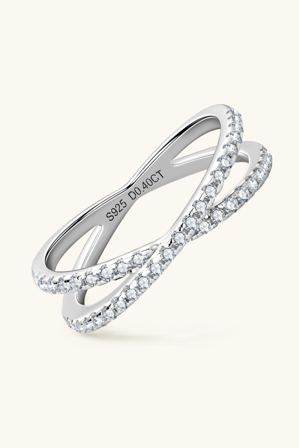 Sparkala™ Platinum Over Pure Sterling Silver Crisscross Ring