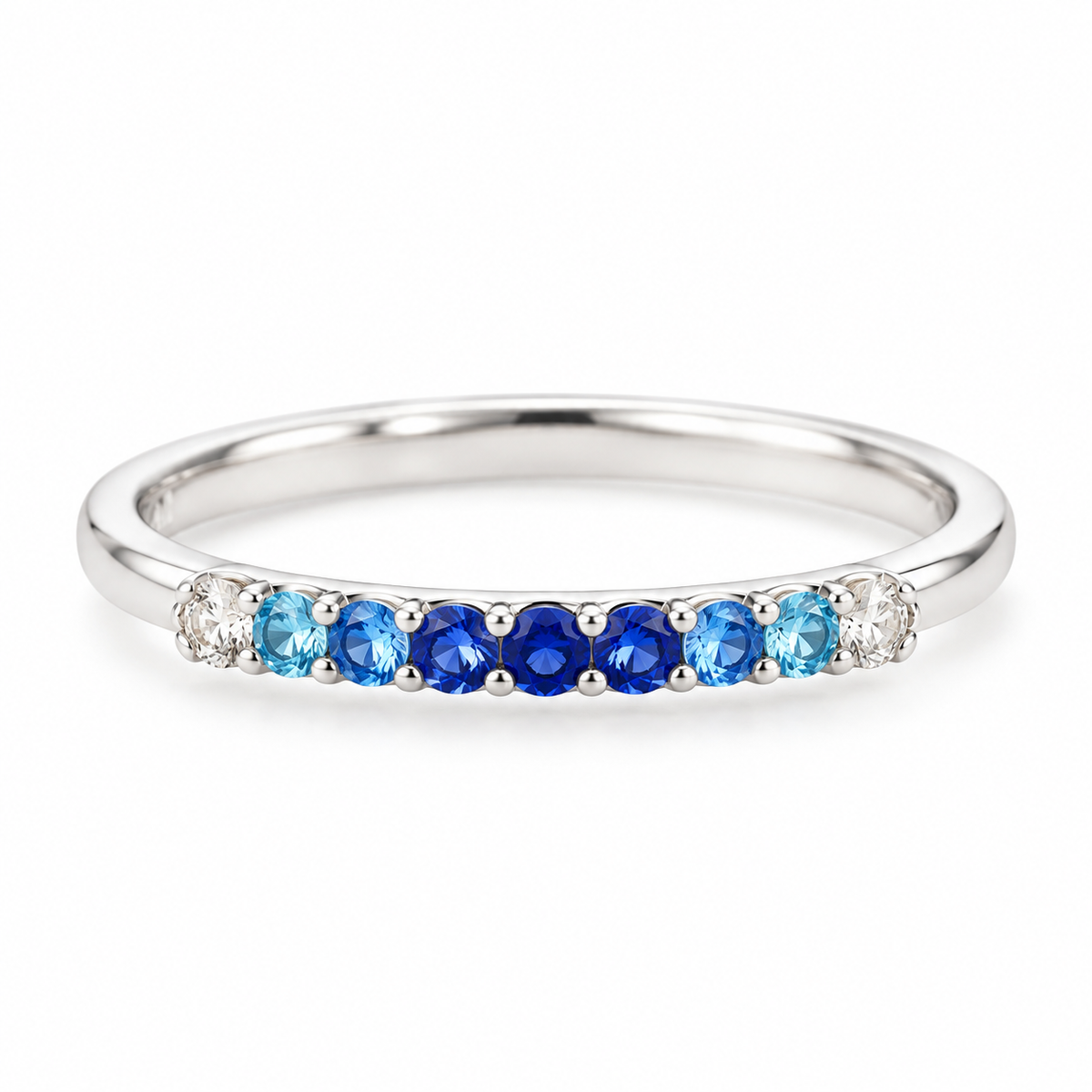 Sterling Silver Blue Ombre Nano Gem Ring - Size 6