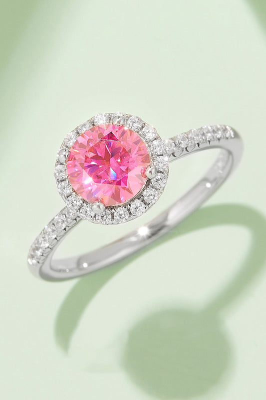 1 Carat Sparkala™ Platinum Over Pure Sterling Silver Halo Ring (Yellow, Pink, or Blue)