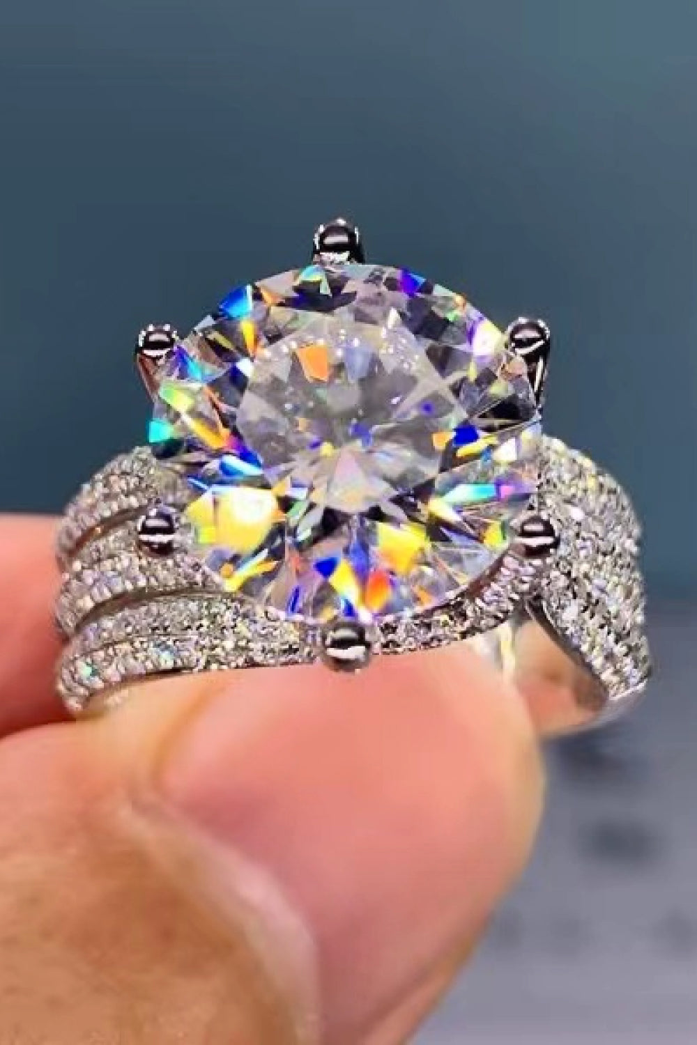 Adored 3 Carat Brilliant Round Cut Sparkala™ Three-Layer Ring
