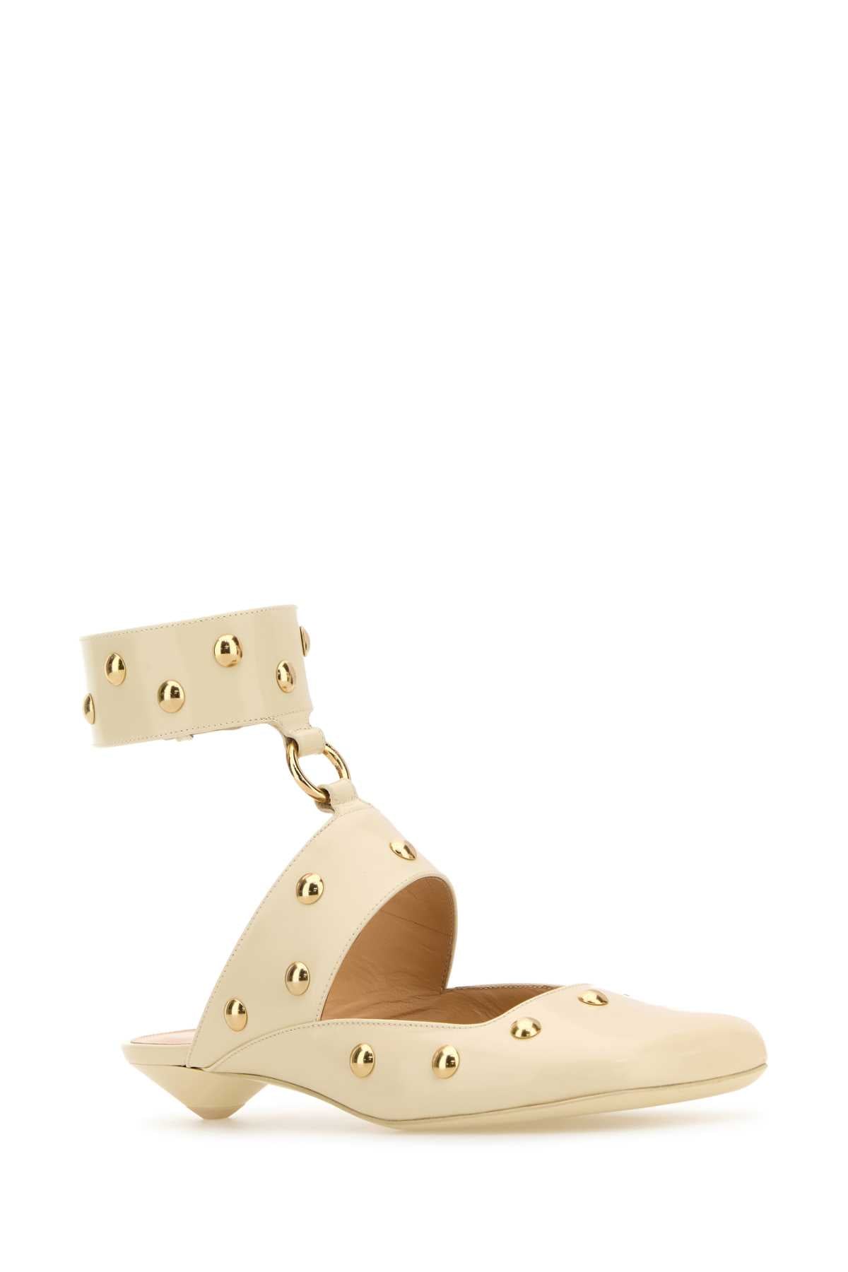 Chloe Women Ivory Leather Jade Sabot