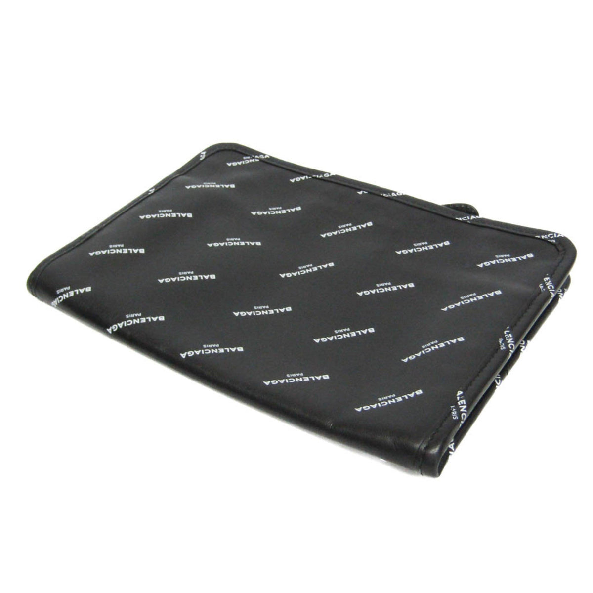 PRE-OWNED Balenciaga Logo Print Leather Clutch