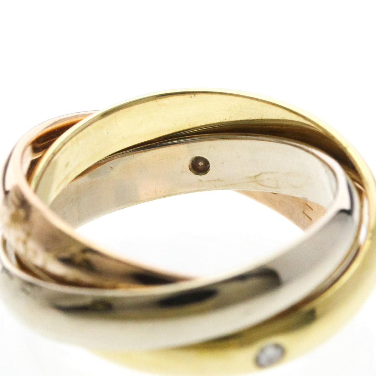 PRE-OWNED Cartier Trinity · Three Diamond · Tri-Gold Size 5.25