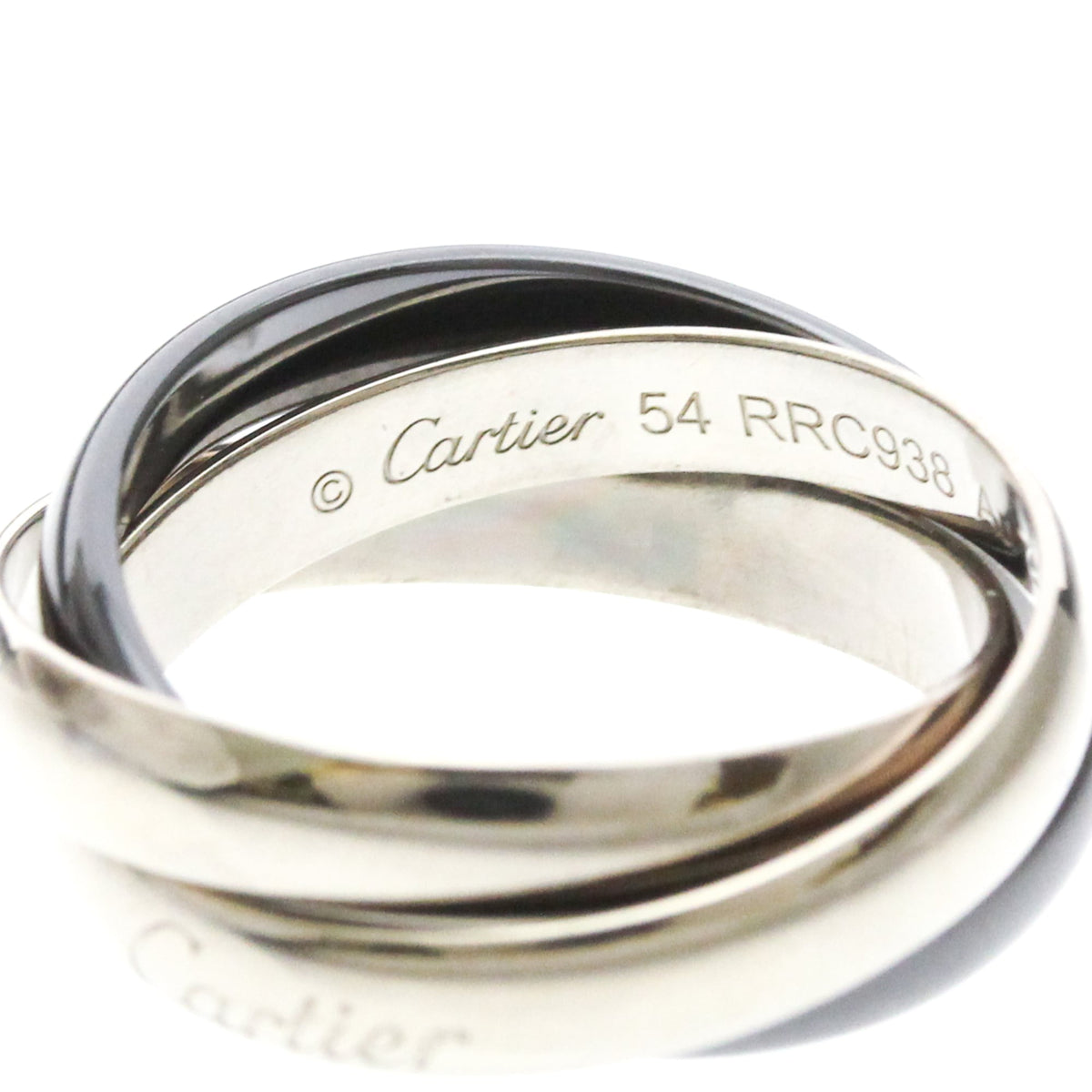 PRE-OWNED Cartier Trinity · 18K White Gold & Ceramic Size 6.75